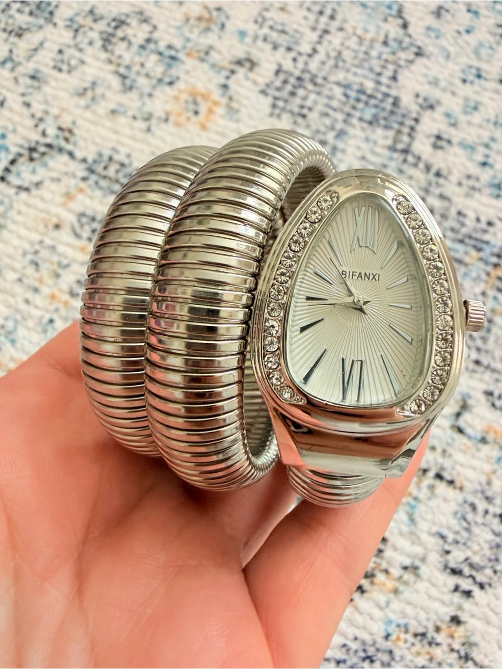 Serpenti Snake Silver Coil Wrap Watch with Crystal Accents - Picture 5 of 9